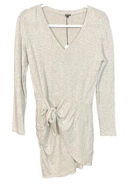 NWT REVOLVE MONROW Gray Tie front Knit Dress Vneck S